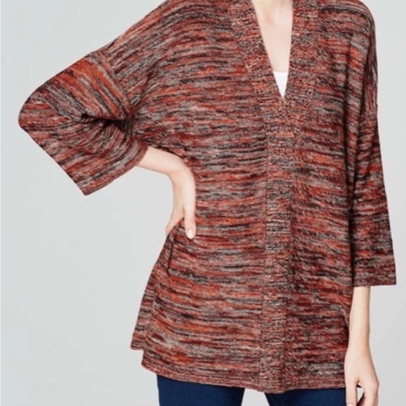 PURE J. JILL Campari SPACE DYED V-NECK PULLOVER Relaxed Sweater MP - Picture 2 of 9